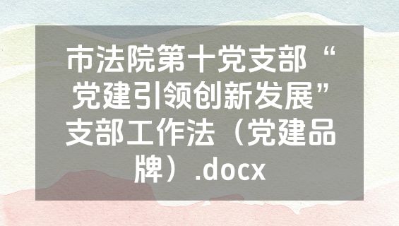 市法院第十党支部“党建引领创新发展”支部工作法（党建品牌）.docx