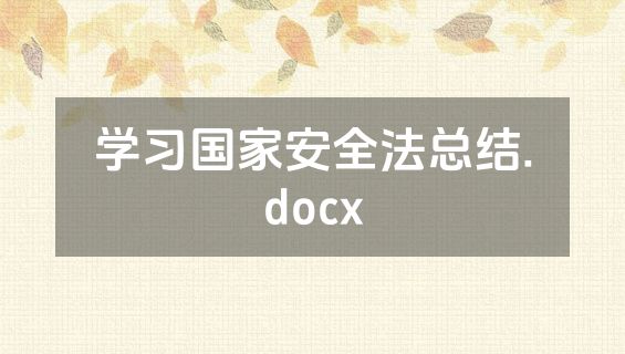 学习国家安全法总结.docx