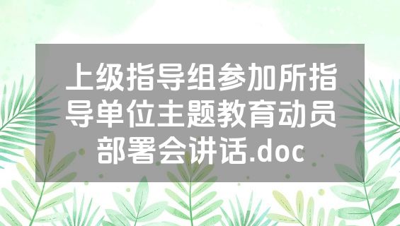 上级指导组参加所指导单位主题教育动员部署会讲话.doc
