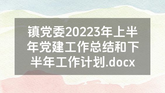 镇党委20223年上半年党建工作总结和下半年工作计划.docx