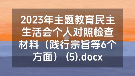 2023年主题教育民主生活会个人对照检查材料（践行宗旨等6个方面） (5).docx