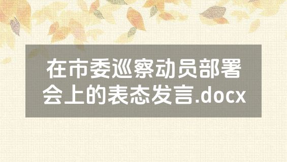 在市委巡察动员部署会上的表态发言.docx