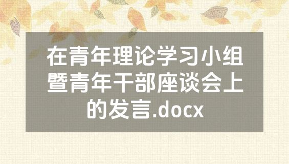 在青年理论学习小组暨青年干部座谈会上的发言.docx