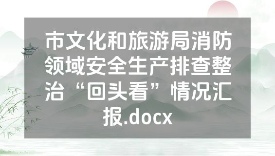 市文化和旅游局消防领域安全生产排查整治“回头看”情况汇报.docx