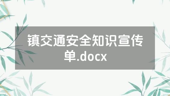 镇交通安全知识宣传单.docx