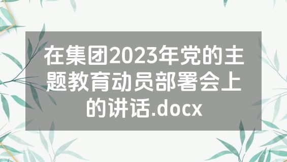 在集团2023年党的主题教育动员部署会上的讲话.docx