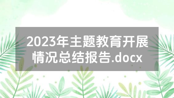 2023年主题教育开展情况总结报告.docx
