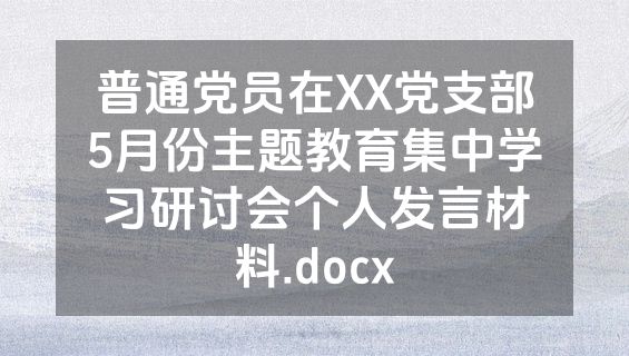 普通党员在XX党支部5月份主题教育集中学习研讨会个人发言材料.docx