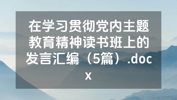 在学习贯彻党内主题教育精神读书班上的发言汇编（5篇）.docx