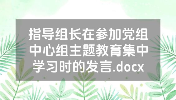 指导组长在参加党组中心组主题教育集中学习时的发言.docx