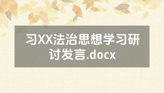 习XX法治思想学习研讨发言.docx