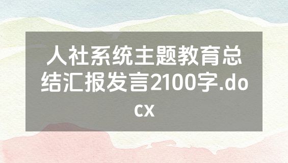 人社系统主题教育总结汇报发言2100字.docx