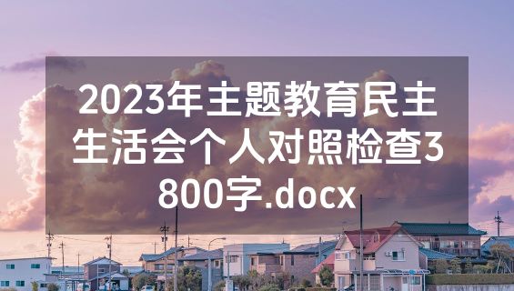 2023年主题教育民主生活会个人对照检查3800字.docx