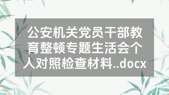 公安机关党员干部教育整顿专题生活会个人对照检查材料..docx