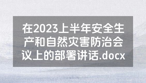在2023上半年安全生产和自然灾害防治会议上的部署讲话.docx