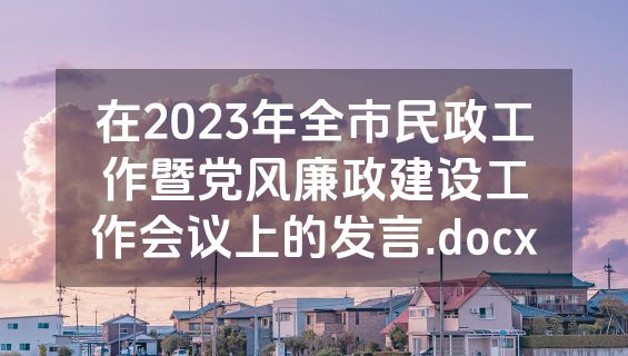 在2023年全市民政工作暨党风廉政建设工作会议上的发言.docx