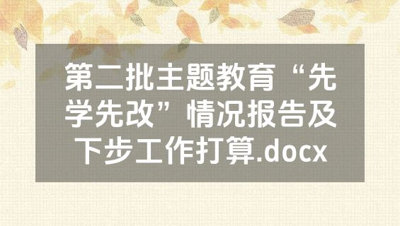 第二批主题教育“先学先改”情况报告及下步工作打算.docx