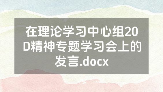 在理论学习中心组20D精神专题学习会上的发言.docx