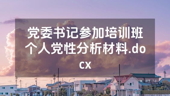 党委书记参加培训班个人党性分析材料.docx