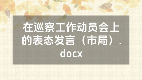 在巡察工作动员会上的表态发言（市局）.docx