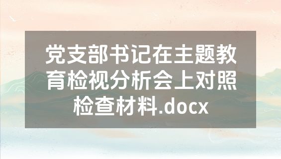 党支部书记在主题教育检视分析会上对照检查材料.docx