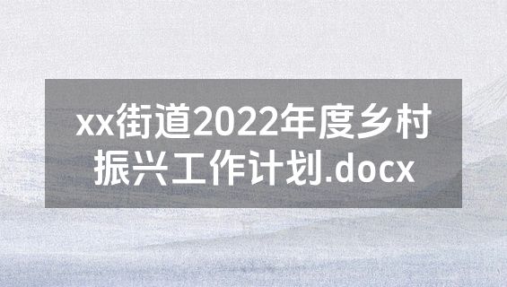 xx街道2022年度乡村振兴工作计划.docx