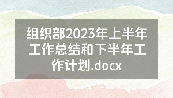 组织部2023年上半年工作总结和下半年工作计划.docx