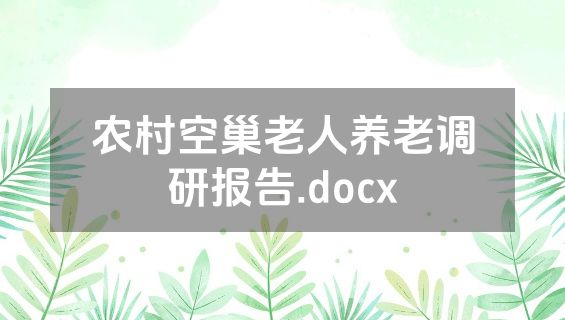 农村空巢老人养老调研报告.docx
