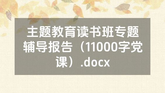 主题教育读书班专题辅导报告（11000字党课）.docx
