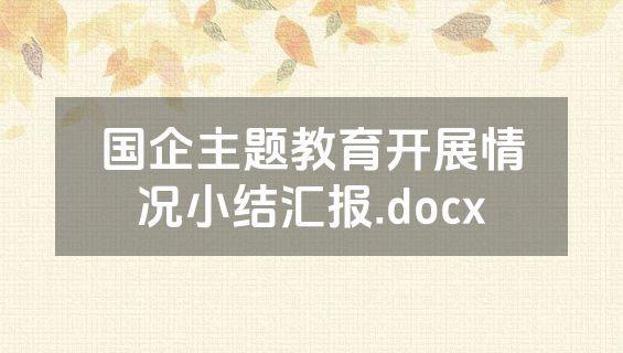 国企主题教育开展情况小结汇报.docx