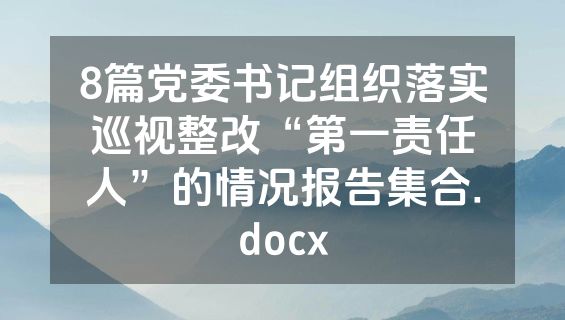 8篇党委书记组织落实巡视整改“第一责任人”的情况报告集合.docx