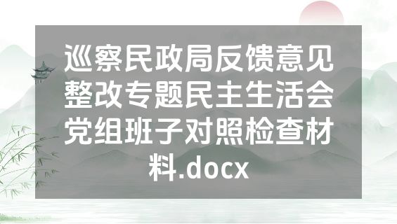 巡察民政局反馈意见整改专题民主生活会党组班子对照检查材料.docx