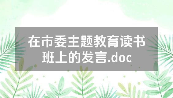在市委主题教育读书班上的发言.doc