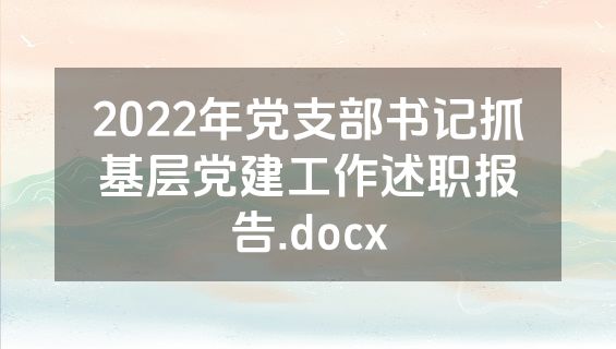2022年党支部书记抓基层党建工作述职报告.docx