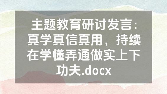 主题教育研讨发言：真学真信真用，持续在学懂弄通做实上下功夫.docx