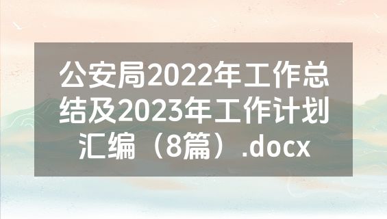 公安局2022年工作总结及2023年工作计划汇编（8篇）.docx
