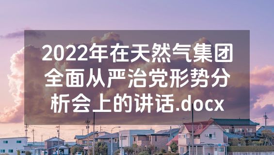 2022年在天然气集团全面从严治党形势分析会上的讲话.docx