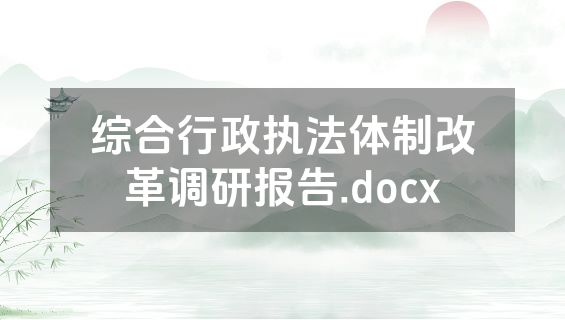 综合行政执法体制改革调研报告.docx