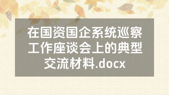 在国资国企系统巡察工作座谈会上的典型交流材料.docx