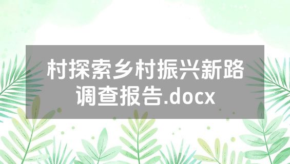 村探索乡村振兴新路调查报告.docx
