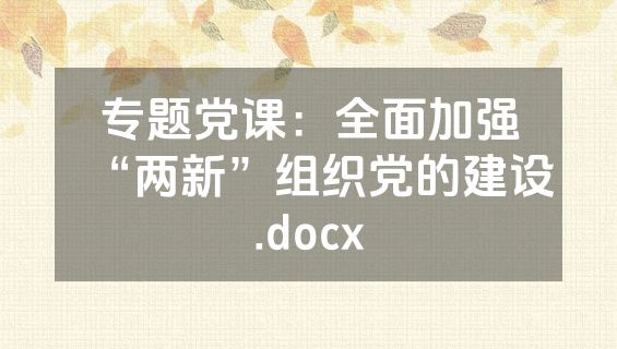 专题党课：全面加强“两新”组织党的建设.docx