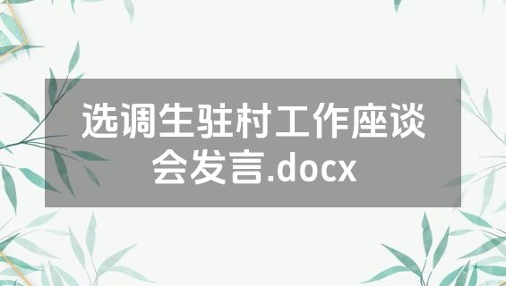 选调生驻村工作座谈会发言.docx