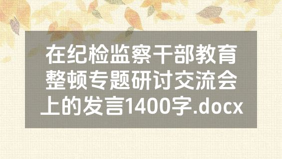 在纪检监察干部教育整顿专题研讨交流会上的发言1400字.docx