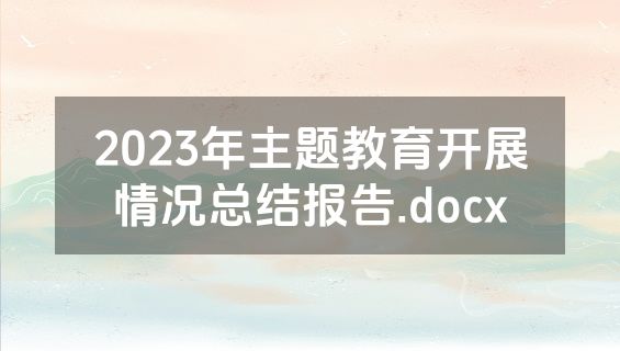 2023年主题教育开展情况总结报告.docx