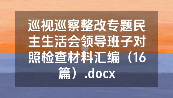巡视巡察整改专题民主生活会领导班子对照检查材料汇编（16篇）.docx