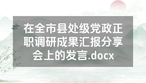 在全市县处级党政正职调研成果汇报分享会上的发言.docx
