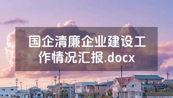 国企清廉企业建设工作情况汇报.docx