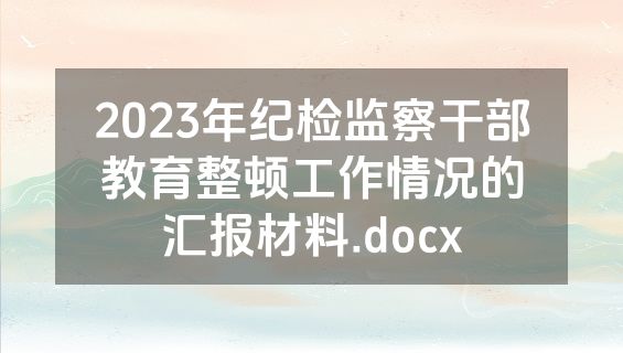 2023年纪检监察干部教育整顿工作情况的汇报材料.docx