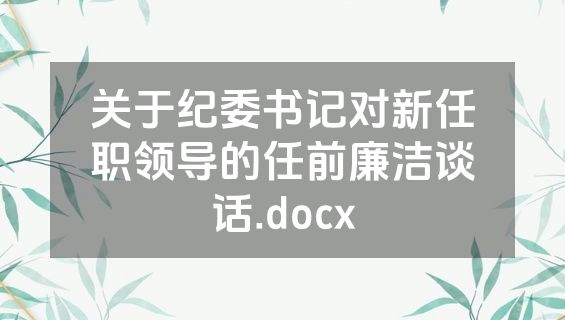 关于纪委书记对新任职领导的任前廉洁谈话.docx