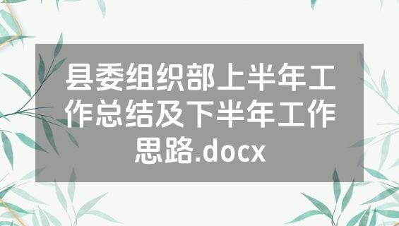 县委组织部上半年工作总结及下半年工作思路.docx